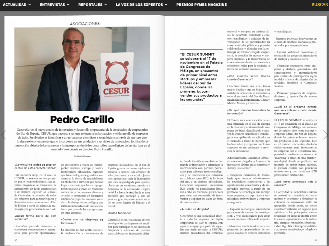 Pedro Carrillo: =||=Queremos aprovechar toda la innovación que está desperdigada para crear un ecosistema propio y a beneficio de la comunidad empresarial=||=