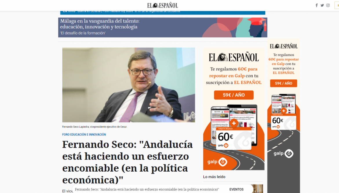 Fernando Seco: =||=Andalucía está haciendo un esfuerzo encomiable (en la política económica)=||=